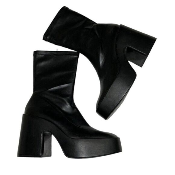 Zara Black Chunky Heel Platform Retro Ankle
Boots (Size 40/9) - Picture 5 of 12